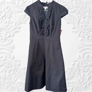 Merona Black cap sleeve a line midi dress . Size 6 NWT
